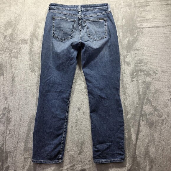 Silver Jeans Authentic Jeans Womens 10 Blue Curvy Mid Slim Straight Denim L27 - Picture 2 of 11